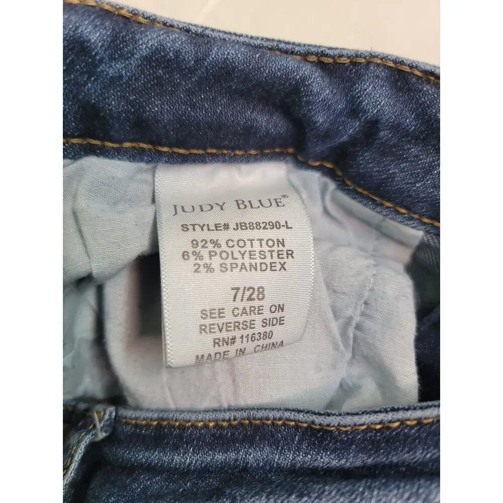 Judy Blue Jeans Womens SZ 28 Straight Boot Split Hem High Rise Stretch_7